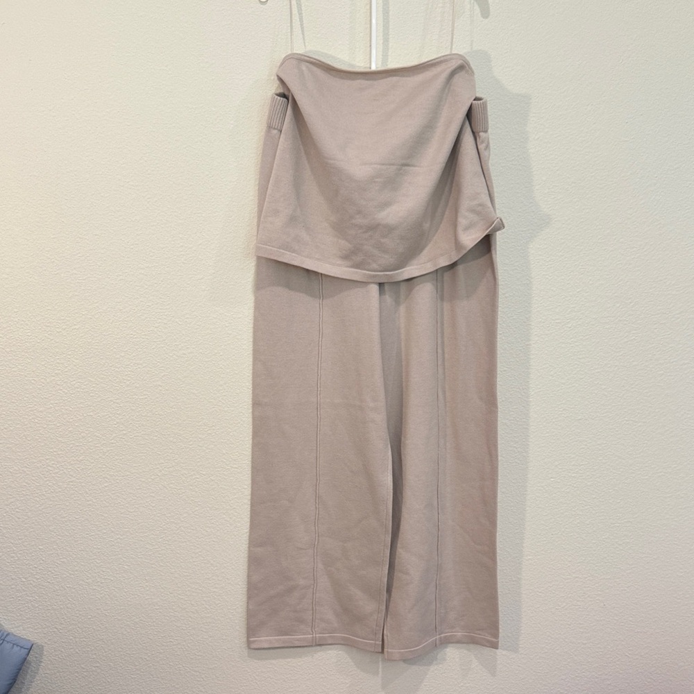 Sioni Light Cream Sleeveless Top & Wide Leg Pant Lounge Set, L